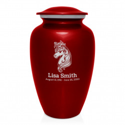 Floral Unicorn Cremation Urn - Ruby Red