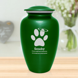 Extra Large Angel Paw Pet Cremation Urn - Shamrock Green