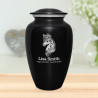 Floral Unicorn Cremation Urn - Jet Black