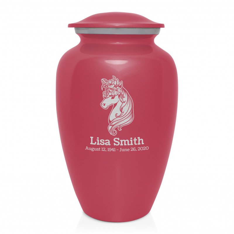 Floral Unicorn Cremation Urn - Rose Pink