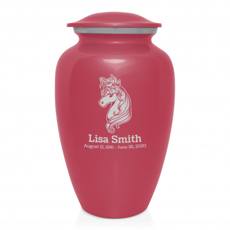 Floral Unicorn Cremation Urn - Rose Pink