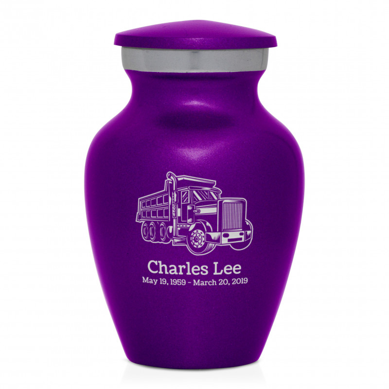 Dumping Truck Keepsake Urn - Purple Luster