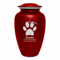 Extra Large Angel Paw Pet Cremation Urn - Ruby Red