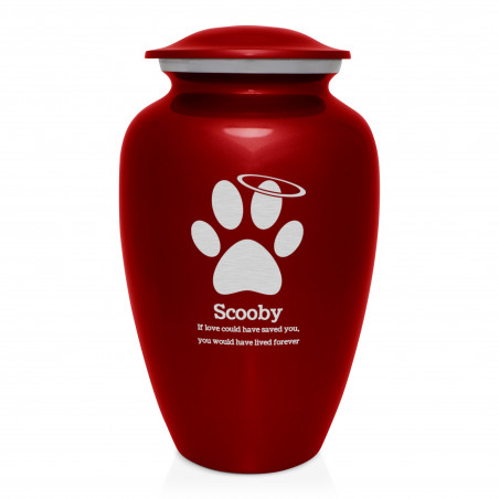 Extra Large Angel Paw Pet Cremation Urn - Ruby Red