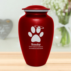 Extra Large Angel Paw Pet Cremation Urn - Ruby Red