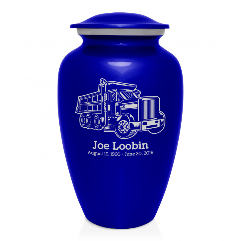 Dumping Truck Cremation Urn - Midnight Blue