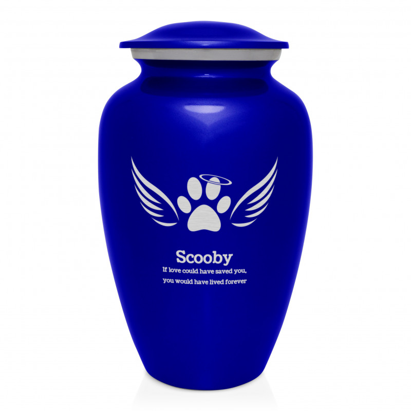Extra Large Angel Wings Pet Cremation Urn - Midnight Blue