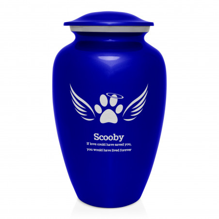 Extra Large Angel Wings Pet Cremation Urn - Midnight Blue