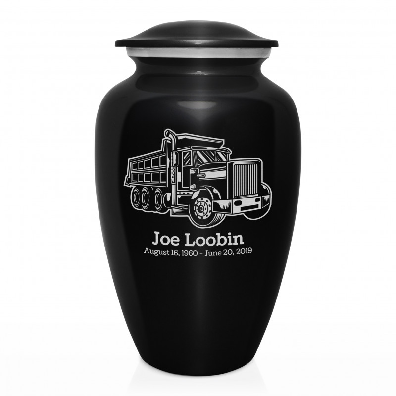 Dumping Truck Cremation Urn - Jet Black