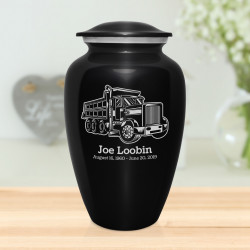 Dumping Truck Cremation Urn - Jet Black