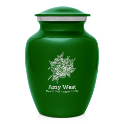 Rose Buds Sharing Urn - Shamrock Green