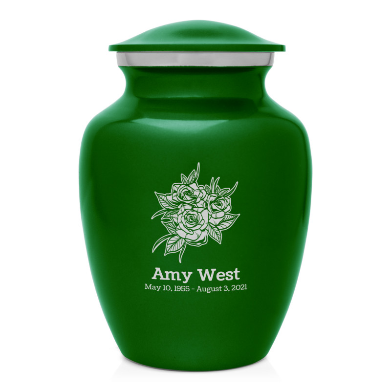 Rose Buds Sharing Urn - Shamrock Green