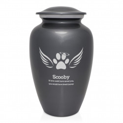 Extra Large Angel Wings Pet Cremation Urn - Gunmetal Gray