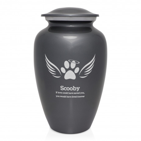 Extra Large Angel Wings Pet Cremation Urn - Gunmetal Gray