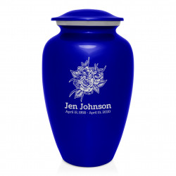 Rose Buds Cremation Urn - Midnight Blue