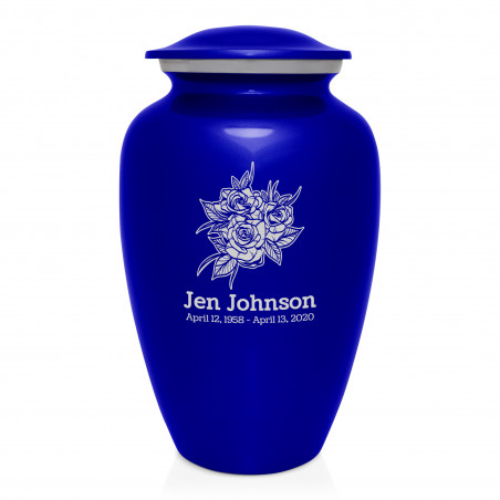 Rose Buds Cremation Urn - Midnight Blue