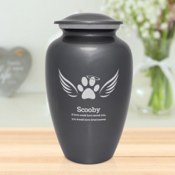 Extra Large Angel Wings Pet Cremation Urn - Gunmetal Gray