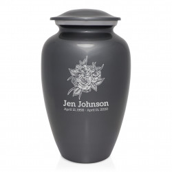 Rose Buds Cremation Urn - Gunmetal Gray