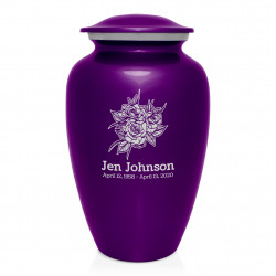 Rose Buds Cremation Urn - Purple Luster