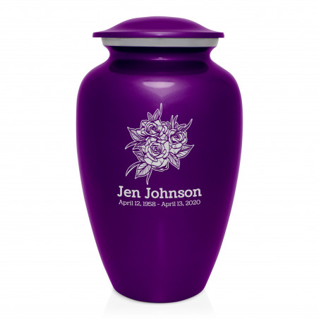 Rose Buds Cremation Urn - Purple Luster