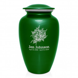 Rose Buds Cremation Urn - Shamrock Green