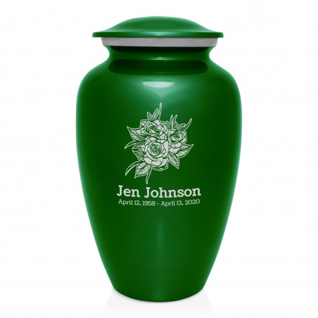 Rose Buds Cremation Urn - Shamrock Green