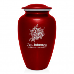 Rose Buds Cremation Urn - Ruby Red