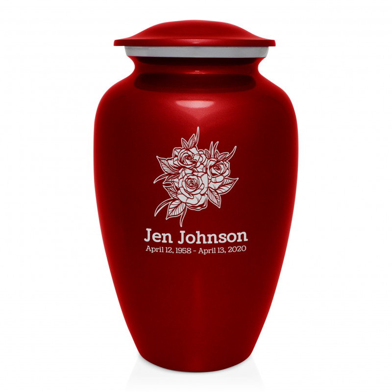 Rose Buds Cremation Urn - Ruby Red