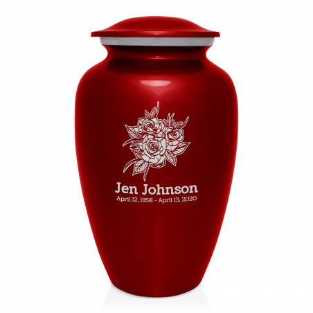 Rose Buds Cremation Urn - Ruby Red