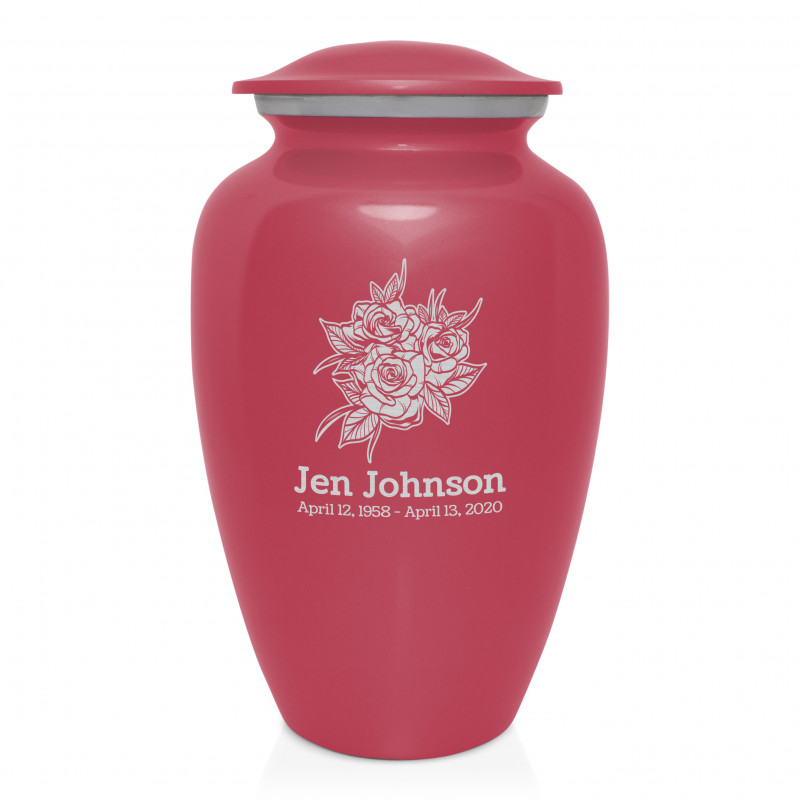 Rose Buds Cremation Urn - Rose Pink