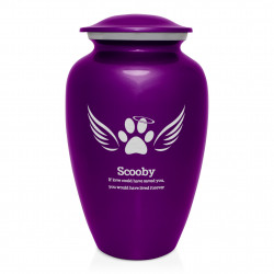 Extra Large Angel Wings Pet Cremation Urn - Purple Luster