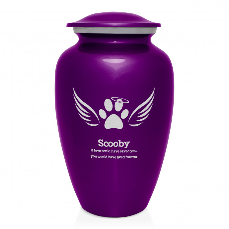 Extra Large Angel Wings Pet Cremation Urn - Purple Luster