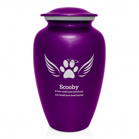 Extra Large Angel Wings Pet Cremation Urn - Purple Luster