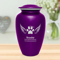 Extra Large Angel Wings Pet Cremation Urn - Purple Luster