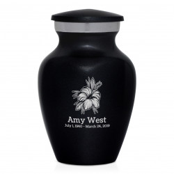 Hibiscus Flower Keepsake Urn - Jet Black