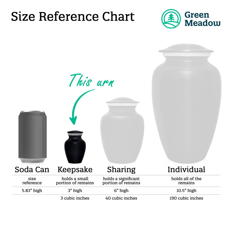 Hibiscus Flower Keepsake Urn - Jet Black