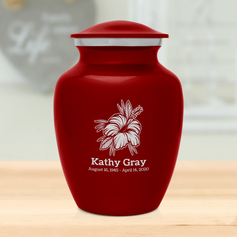 Hibiscus Flower Sharing Urn - Ruby Red
