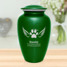 Extra Large Angel Wings Pet Cremation Urn - Shamrock Green