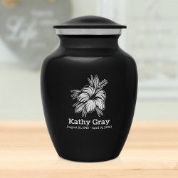 Hibiscus Flower Sharing Urn - Jet Black