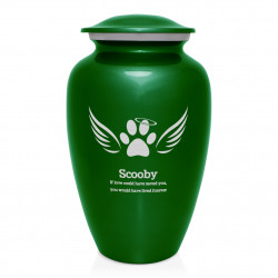 Extra Large Angel Wings Pet Cremation Urn - Shamrock Green