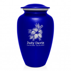 Hibiscus Flower Cremation Urn - Midnight Blue