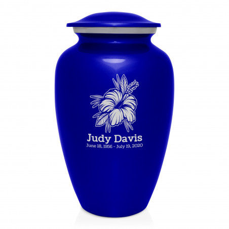 Hibiscus Flower Cremation Urn - Midnight Blue
