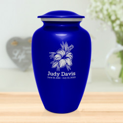 Hibiscus Flower Cremation Urn - Midnight Blue