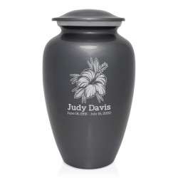 Hibiscus Flower Cremation Urn - Gunmetal Gray