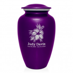 Hibiscus Flower Cremation Urn - Purple Luster