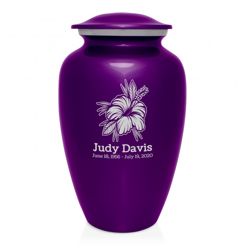Hibiscus Flower Cremation Urn - Purple Luster