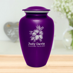 Hibiscus Flower Cremation Urn - Purple Luster