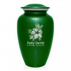 Hibiscus Flower Cremation Urn - Shamrock Green