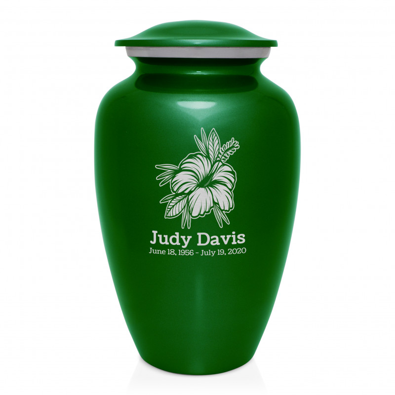 Hibiscus Flower Cremation Urn - Shamrock Green