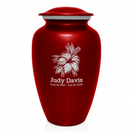 Hibiscus Flower Cremation Urn - Ruby Red